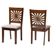Baxton Studio Olympia Modern Grey Fabric and Walnut Brown Finished Wood 2-Piece Dining Chair Set